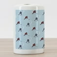 thumbnail image 3 of Sport Ceramic Toothbrush Holder, Abstract Lines Background Ice Hockey Pattern Competitive Match Winter Season, Decorative Versatile Countertop for Bathroom, 4.5" X 2.7", Blue Red Black, 3 of 4