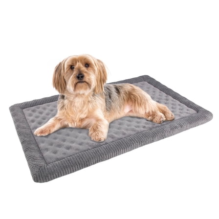 Dog Crate Pad 24x17 inch Gray Memory Foam Dog Bed Mat for Small Dog Cat Washable Puppy Sleeping Bed Anti Slip