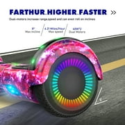 SISIGAD Bluetooth Hoverboard for Adults and Kids, 6.5 inch Solid Tires, LED Lights, Max Speed 6 Mph, Purple
