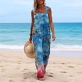 thumbnail image 3 of Iaqnaocc 4th Of July Women's Jumpsuits Plus Size American Flag Floral Print Sleeveless Wide Leg Summer One Piece Adjustable Strap Party Freedom Jumpsuits Rompers Blue L, 3 of 4