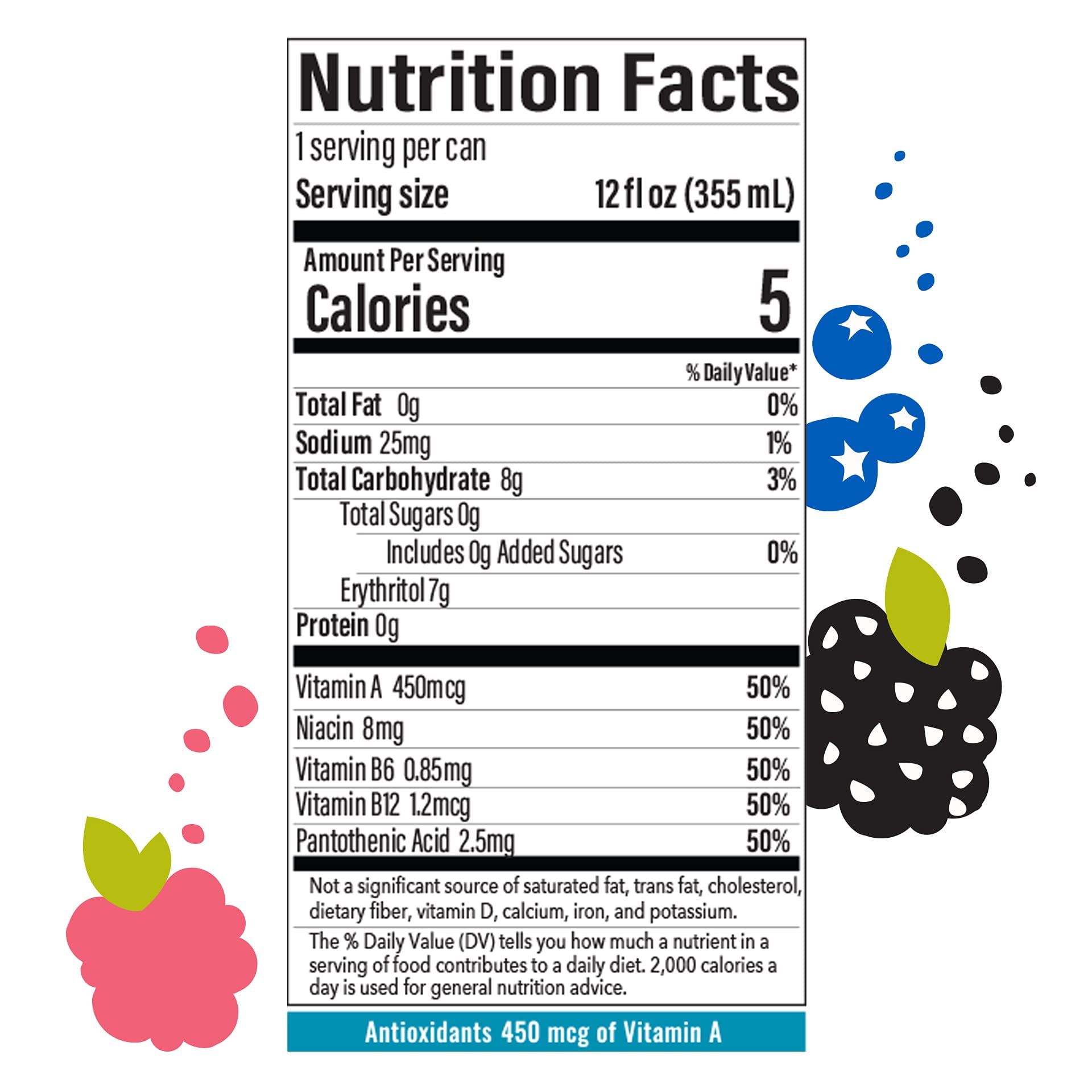 BUBBL'R triple berry breez'r, Antioxidant Sparkling Water with Natural Caffeine, 0g Sugar, Gluten Free, All Natural Flavors, 12 Fl Oz Cans, 12 Count