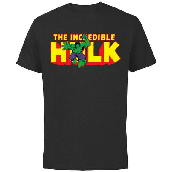 Marvel The Incredible Hulk Retro Comic Logo - Short Sleeve Cotton T-Shirt for Adults - Customized-Black
