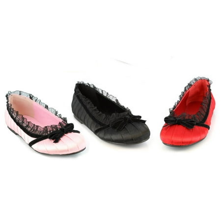 

ELLIE 013-DOLL KIDS 0 Heel Doll Slipper Children Kids Flat Lace Trim Bow tie