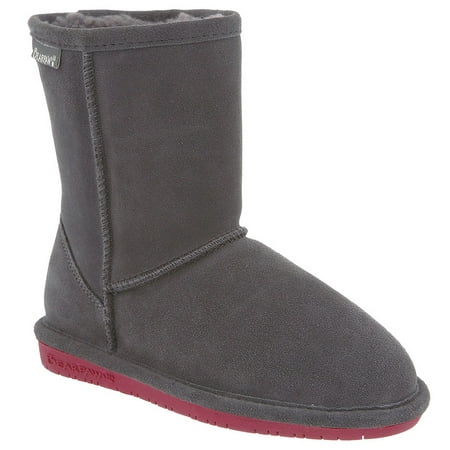 Bearpaw Girl's Emma Youth 6.5'' Snow Boots Grey Suede Rubber 12 Little Kid M