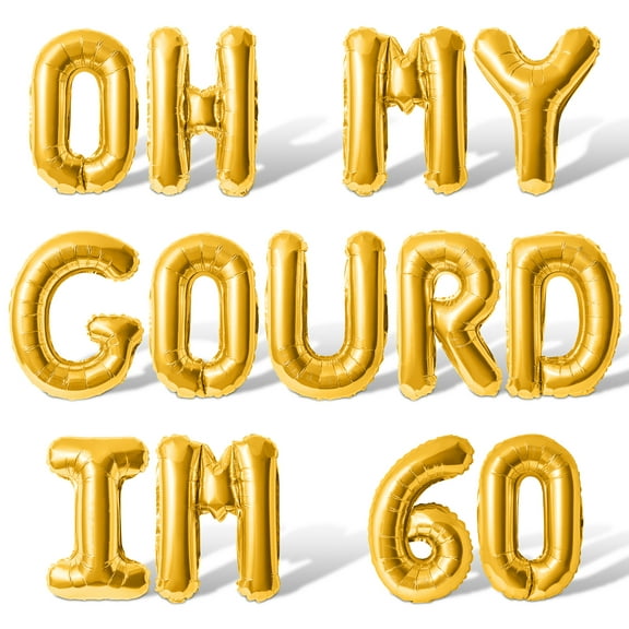 Letter Balloons - OH MY GOURD IM 60 16" Inch Alphabet Letters Foil Mylar Balloon 60th Birthday Party Banner (Gold)