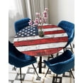 thumbnail image 5 of nqOlkjepod Vintage American Flag Round Tablecloth, Fitted Table Cover with Elastic for 55"-60" Round Tables, Country Wooden US Flag Table Cloth Outdoor Indoor Dinning Party Waterproof Tablecloths, 5 of 6