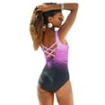 thumbnail image 3 of Maillot de Bain une Pièce pour Femmes Dégradé Rouge/bleu/violet Dos Croisé, 3 of 4
