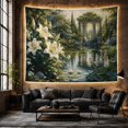 thumbnail image 6 of White Lilies Beside a Garden Pond and Stone Gazebo, Serene Illustration for Flower Lovers, Botanical Wall Art, Mother'S Day Gift, Tapestry Wall Hanging for Bedroom and Studio, 6 of 7