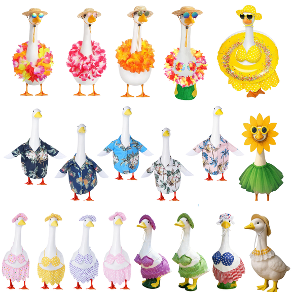 yulier Shirt Outfit for 23 Inch Porch Goose, Summer Porch Goose Clothes Beach Theme Goose Costume for Outdoor Pool Garden Patio Lawn Decoration
