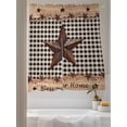 thumbnail image 3 of Country Star Sheer Curtains 63 inches Long, Farmhouse Texas Star Vintage Black Plaid Light Filtering Sheer Window Curtains Rod Pocket Voile Drapes for Bedroom Living Room, 52"W x 63"L 2 Panels, 3 of 7