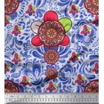 thumbnail image 1 of Soimoi Rayon Fabric Check & Mandala Floral Print Fabric by The Yard 56 Inch Wide, 1 of 1