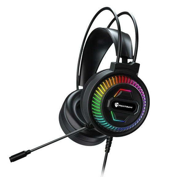 Hwkond Headphones Wired, 7.1 Surround Sound Gaming Headset For PC ,USB PC Headset With Noise Cancelling Mic And LED Light