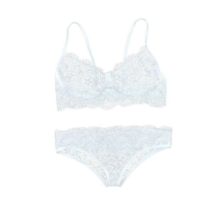 

wendunide underwear women 2Pc Women Lace y Lingerie Wireless Bra + Panty Set Underwear Babydoll Thong White M