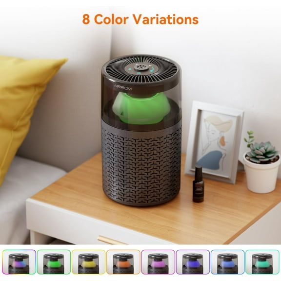 Purifier for Bedroom, 658 Ft², Activated Carbon Filter, Aromatherapy, Night Light, Pet Dander, Allergies, , Odor