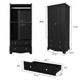 thumbnail image 2 of CBJCBJ 72" Wooden Armoire Wardrobe | Large Capacity Bedroom Clothing Storage Cabinets  With 2 Drawers and 2 Doors + Clothes Hanging Rod |   Bedroom Clothing Armoires Black, 2 of 11