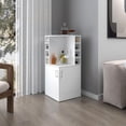 thumbnail image 2 of FM FURNITURE Toyei Corner Bar Cabinet with Bottle Rack Engineered Wood White, 2 of 7