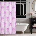thumbnail image 3 of Erosebridal Romantic Satin Bow Ribbon Shower Curtain 72Wx84L for Girls, Charming Floral Print Waterproof Bathroom Shower Curtain, 3 of 5