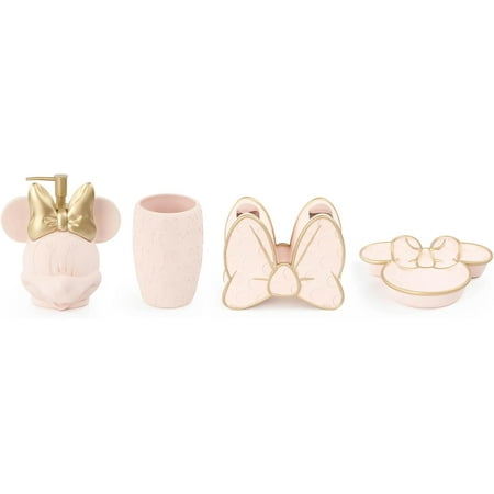 Disney Minnie Mouse Blush Pink 4 Piece Bathroom Accessory Set