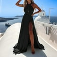 thumbnail image 5 of Odeerbi Dresses for Women 2025 Maxi Dress Elegant Erogenous Solid Sleeveless Slitting Halter Neck Hem Long Black, 5 of 9