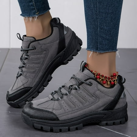 PORK Stylish Womens Fabric Upper Lace-up Sneakers - Anti-Slip Durable Breathable and Stabilizing Shoes for Casual Running Hiking and Outdoor Activities - All-Season Comfortable and