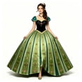 thumbnail image 3 of Adult Princess Anna Green Gown Cosplay Costume Off Shoulder Formal Party Dress, 3 of 6