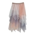thumbnail image 3 of Miluxas Women's Tulle Color Blocking Skirts High Low Layered Puffy Fairy Skirts Midi Length Irregular Tutu Skirts Rose Gold, 3 of 3