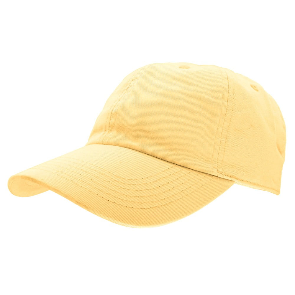 Falari Baseball Cap Hat 8 Cotton Adjustable Size Light Yellow