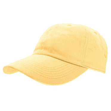 Falari Baseball Cap Hat 100% Cotton Adjustable Size Light Yellow