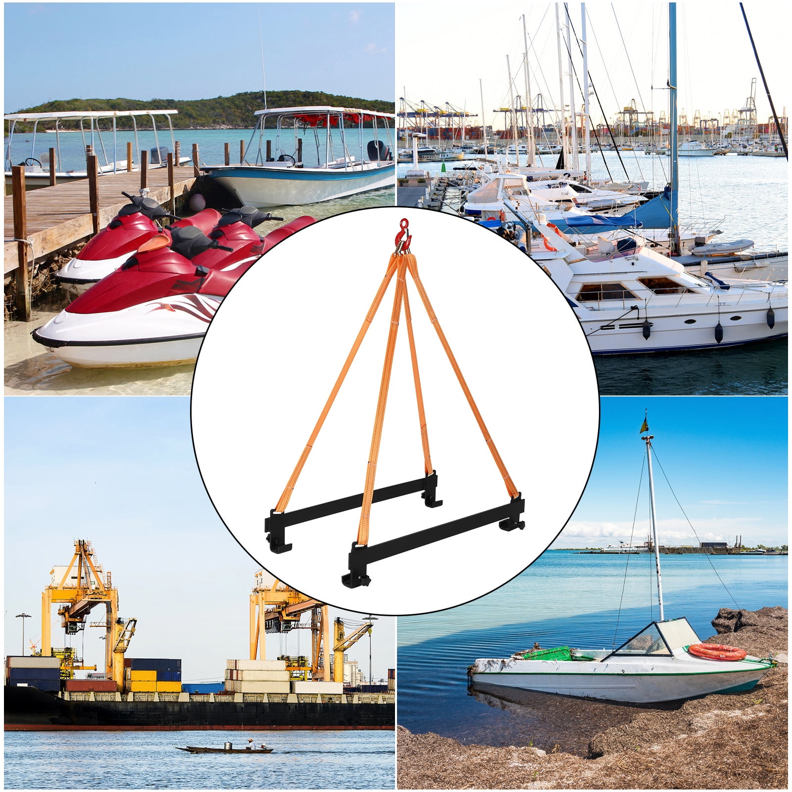 Telyswee Watercraft Lift Sling, 1500lb Polyester Lifting Straps Watercraft Capacity Jet Ski Lift Sling for Personal Watercraft