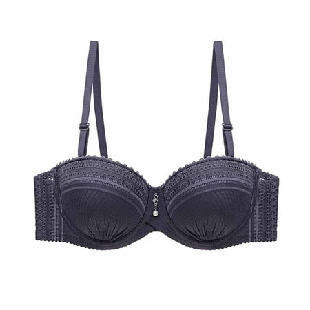 Elvqul Bras Women Underwire Nylon Gray Standard Straps Underwear Lace Bras