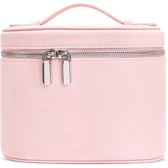 Large Capacity Leather Makeup Bag | Portable Makeup Cosmetic & Toiletry Storage Organizer | Travel Toiletries Case for Women & Students