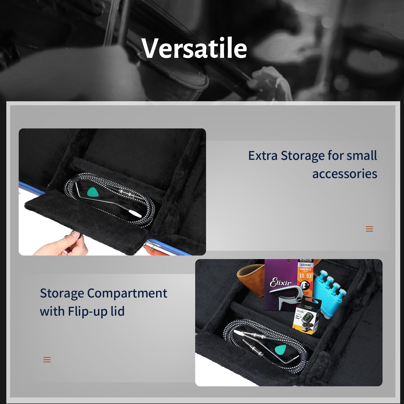 41 Inch Bass Guitar Hard Case, Wooden Hard-Shell Protective Electric Bass Guitar Carrying Case with Lock Latch & Soft Padding