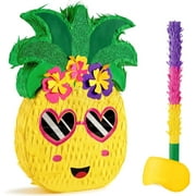 WERNNSAI Pineapple Piñata - Luau Party Piñata Game with Blindfold and Bat for Girls Boys Kids for Hawaiian Tropical Luau Party Supplies Summer Fruit Themed Birthday Party Decorations