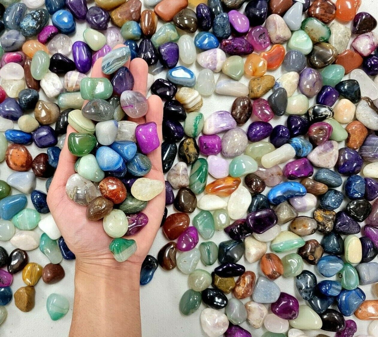 Natural Dyed Colorful Tumbled Gemstones Mixed Crystals Stones Bulk Gems