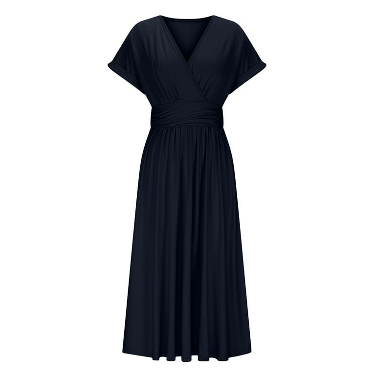 SMihono Womens V Neck Maxi Dresses Summer Elegant Bohemian Holiday