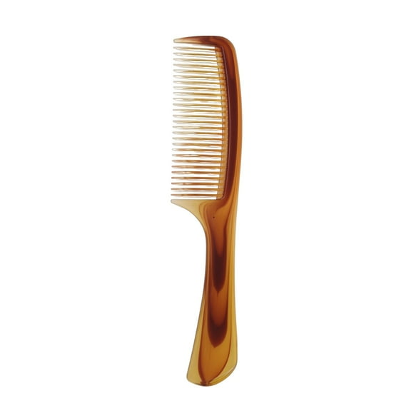 Unique Bargains 1 Pc Lightweight Two-Color Handle Flat Comb For Curly Hair Amber Plastic