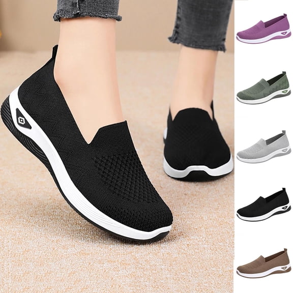 Taqqpue Womens Slip On Sneakers Lightweight Walking Shoes Women's Versatile Plus-Size Soft-Soled Breathable Mesh Shoes Summer Trendy And Comfortable Shoesfor Women