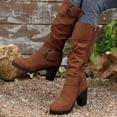 thumbnail image 5 of Fnooota Womens Knee High Boots, Mid-heel Non Slip Zipper Fashion Winter Boots Brown Size 7, 5 of 9