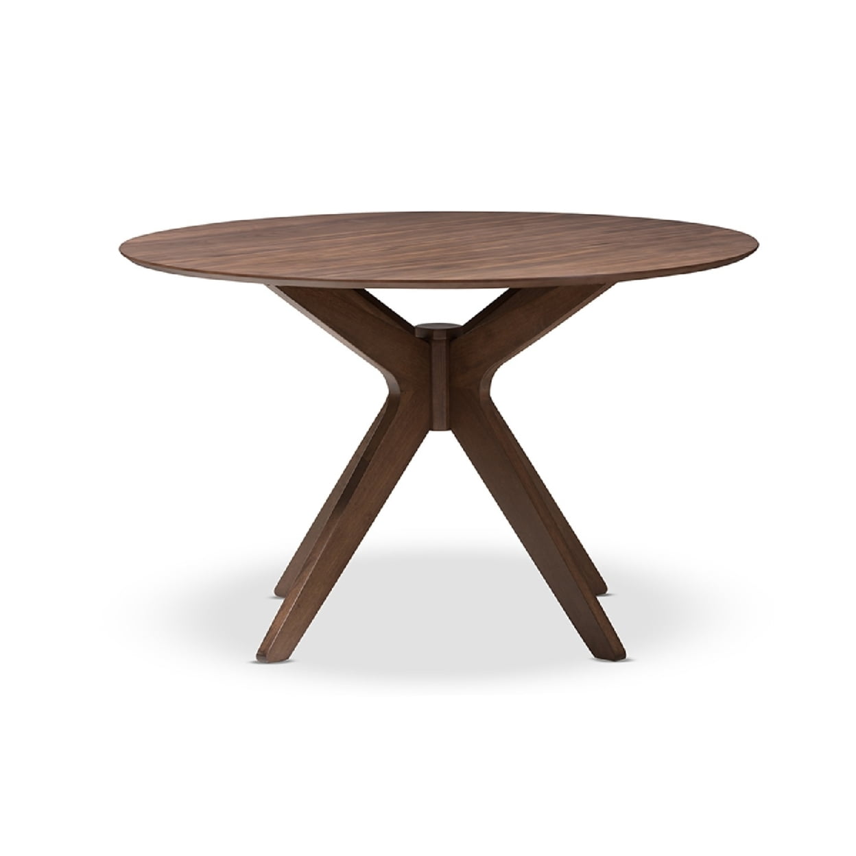 Baxton Studio Monte Round Wood Dining Table in Walnut Brown