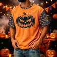 thumbnail image 7 of Fabrcox S-4XL Halloween Men's&nbsp;shirts Ghost Pumpkin Moon Mens Graphic T-Shirts Fall Winter Festival Corduroy Raglan Mens Short Sleeve Shirt Orange 4XL, 7 of 7