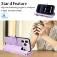 thumbnail image 6 of For Apple iPhone 18 Pro Max / 17 Pro Max Orchid Pattern Wallet Case, 9 Card Slots Zipper Pocket, Detachable Wrist & Shoulder Strap, Magnetic Shockproof Protective Phone Case,Purple, 6 of 9