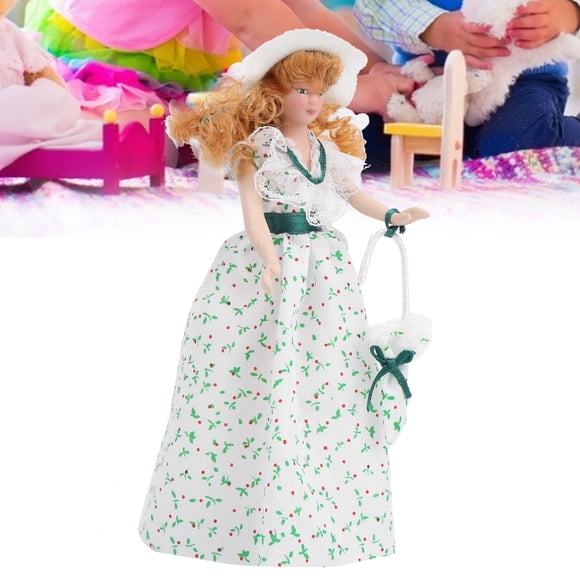 Muñeca de Porcelana en Miniatura, Modelo de Muñeca de Porcelana A Escala 1:12, Accesorio de Casa de Muñecas, Para Niñas