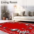 thumbnail image 2 of ODIKA 8'x10' Machine Washable Non-Slip Area Rug, Vintage Ornament Array Featuring Swirling Ribbons and Pinecone Accents High Traffic Rug with Pad, Red, 629918, 2 of 8