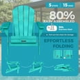 thumbnail image 3 of Folding Adirondack Chair Outdoor Patio Fire Pit Chairs with Cup Holder Porch Garden Blue, 3 of 9