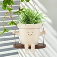 thumbnail image 6 of Swing Planter Pot Smile Face Swing Flowers Pot Cute Hanging Swing Planter Resin Swing Plant Pot for Indoor Outdoor Compact Haning Planter Pots Portable for Succulents Azaleas（5.3×4.1×4.3 inch）, 6 of 8