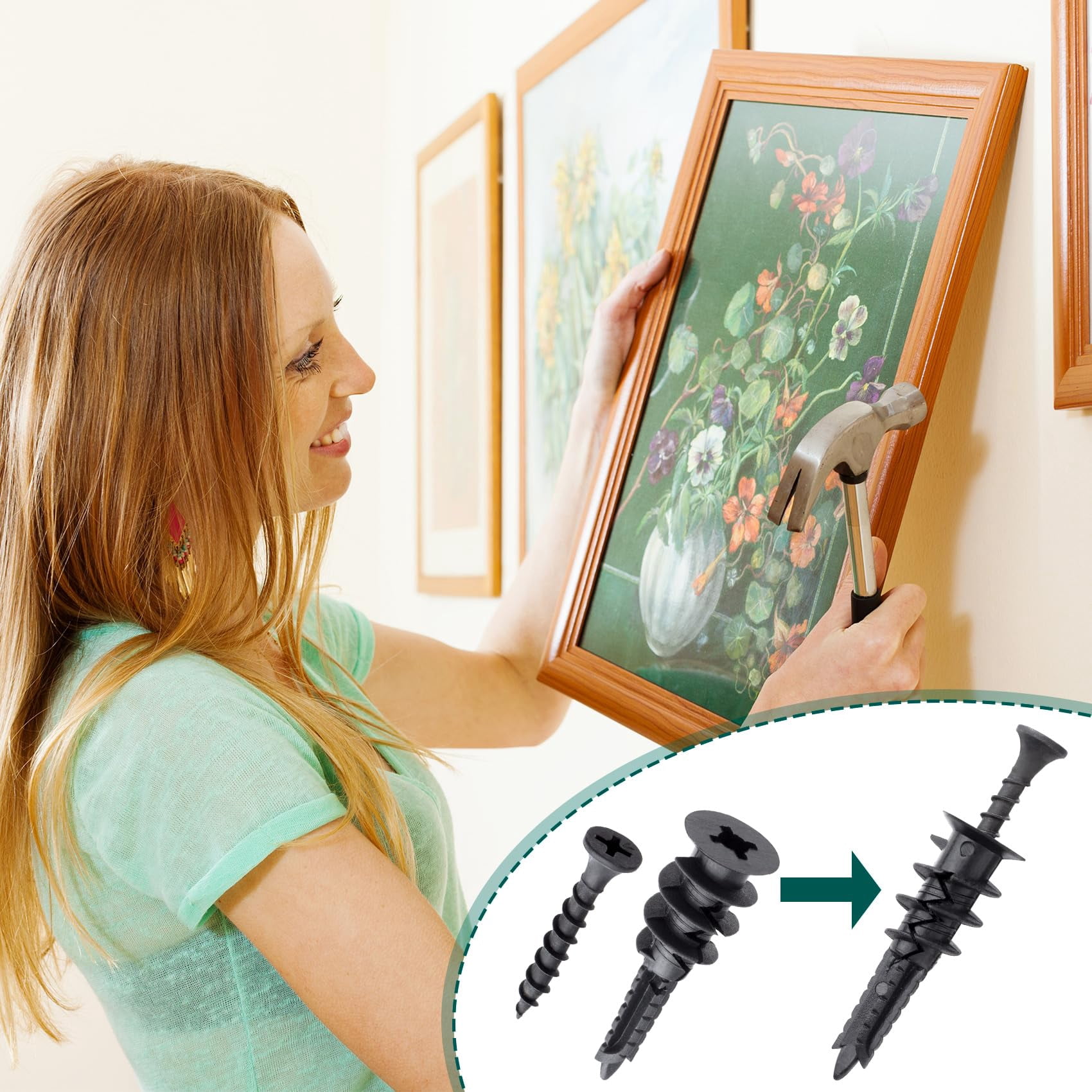 10 Pcs Self Drilling Drywall Anchors with Screws Kit, No Pre Drill Hole Required Wall Anchors for Drywall, Heavy Duty Drywall Anchors (Black)