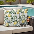 thumbnail image 4 of Lemon Fruit Outdoor Waterproof Pillow Covers, Vintage Tree Leaf Branch Flower Floral Decorative Square Throw Pillowcase Sofa Cushion Sham for Patio/Couch/Chair, 26"x26" 2 Pack, 4 of 8
