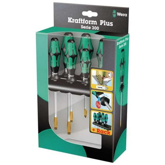 Wera Screwdriver Set,Slotted/Phillips,6 pcs 05007680001