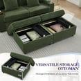 thumbnail image 6 of Muumblus Small Sectional Sofa with 2 Storage Ottomans, 2 Seater Cloud Couch with Bluetooth Speaker & Side Table, Modern Corduroy Sofa for Living Room, Green, 6 of 10