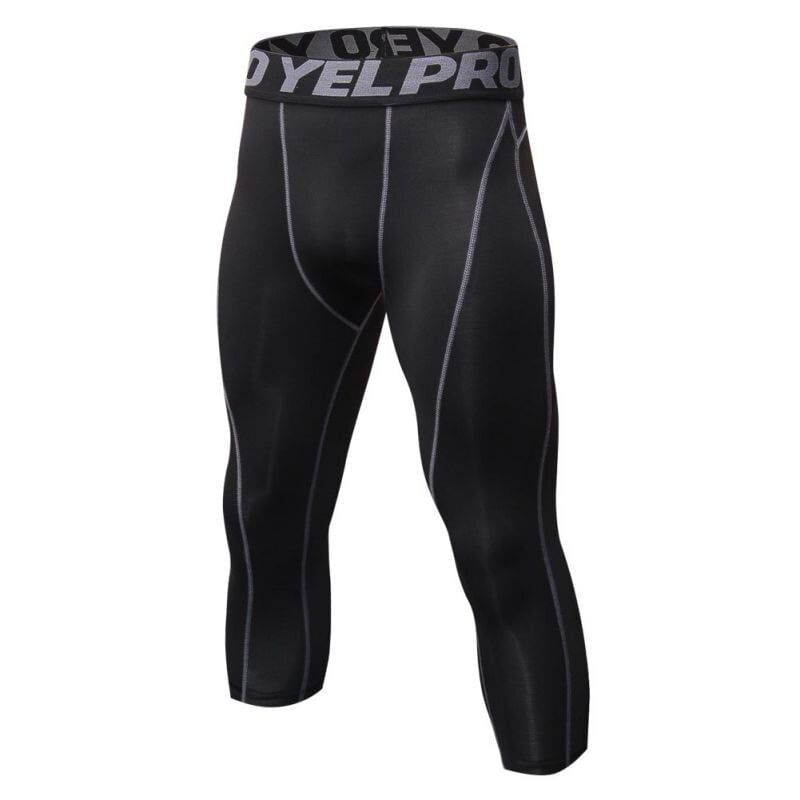 Mens 3/4 Compression Bottoms Running Jogging Gym Trousers Dri fit Breathable 